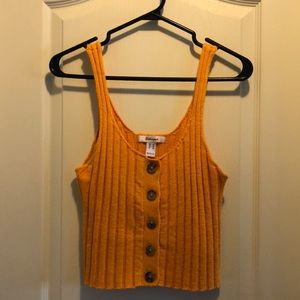 orange knit cropped tank top with buttons